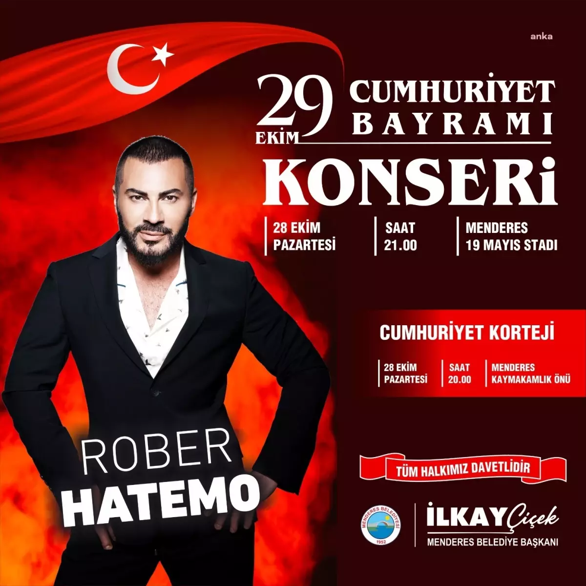 Menderes’te Cumhuriyet Bayramı Coşkusu Rober Hatemo Konseriyle Yaşanacak